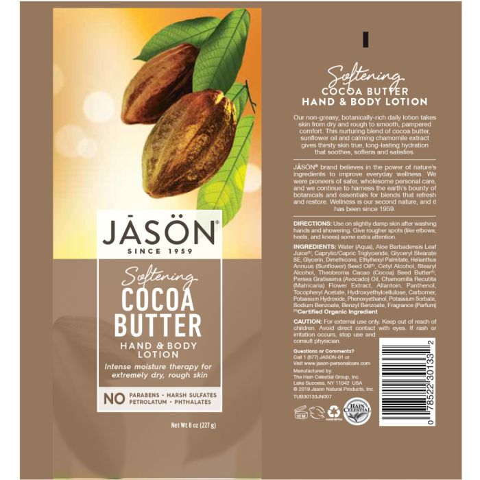 Jason Cocoa Butter Hand & Body Lotion 227g - Softening
