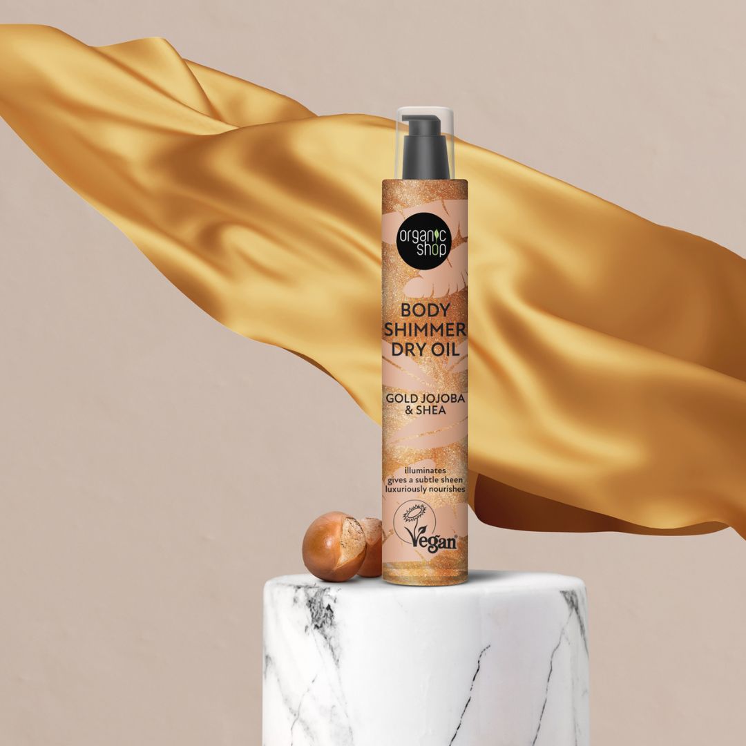 Organic Shop Organic Body Shimmer Dry Oil (Gold Jojoba & Shea) 100ml