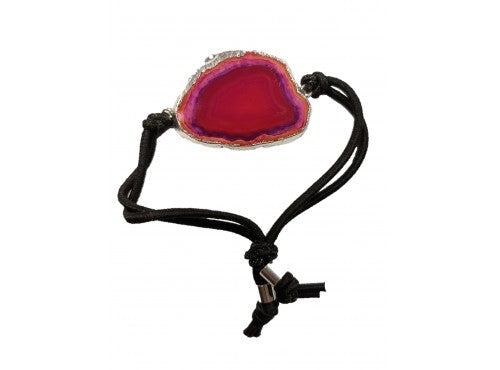 Agate Slice Bracelet Silver Edge - Pink