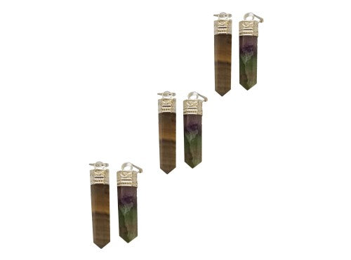 Pencil Pendant Silver Plated Cap - Fluorite