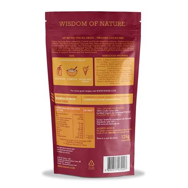 Iswari Raw Cacao Nibs Organic (125g)