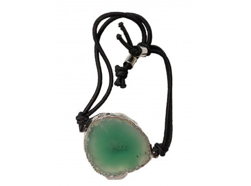 Agate Slice Bracelet Silver Edge - Green