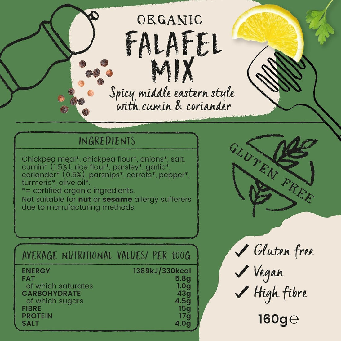 Amisa Organic Falafel Mix Gluten Free 160g