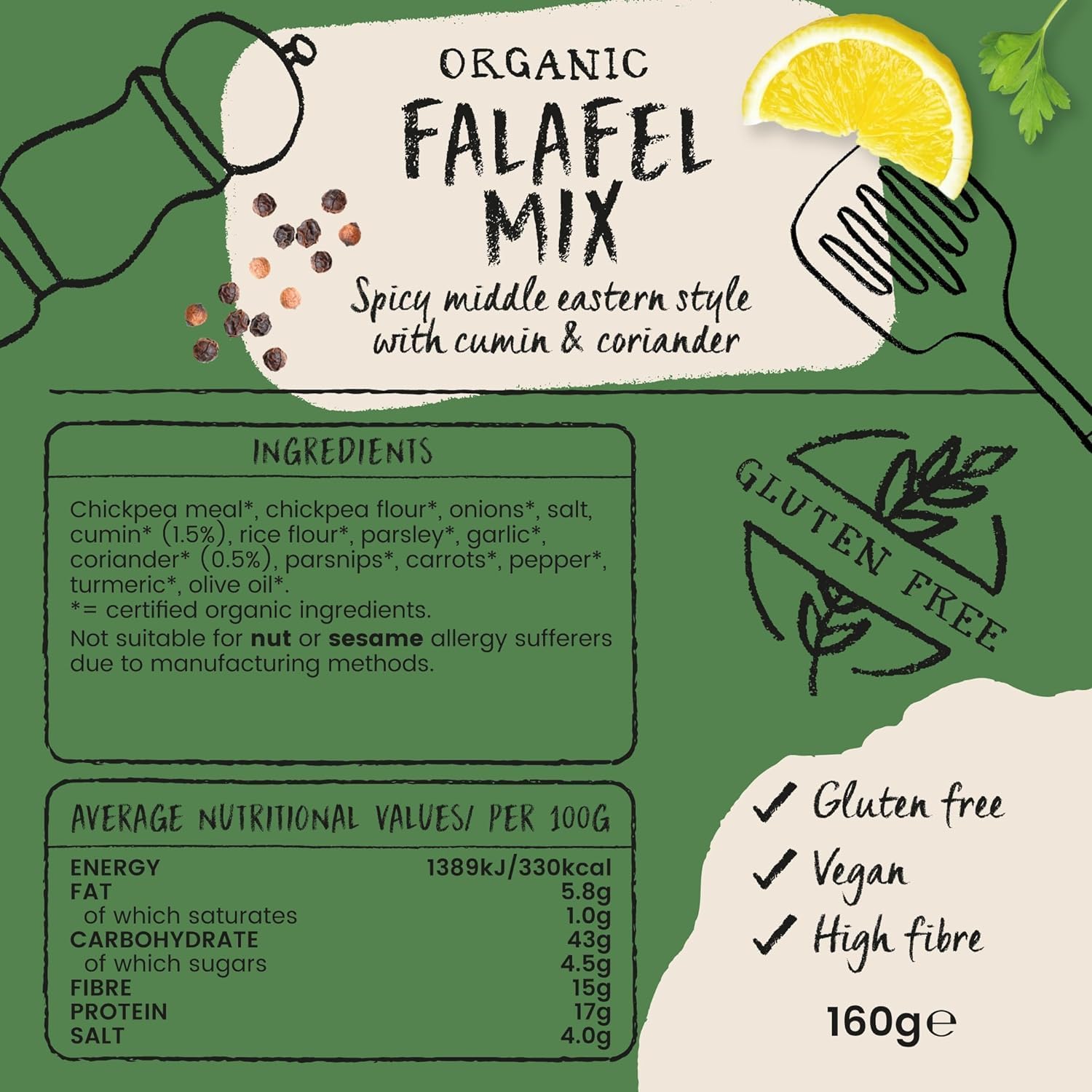 Amisa Organic Falafel Mix Gluten Free 160g