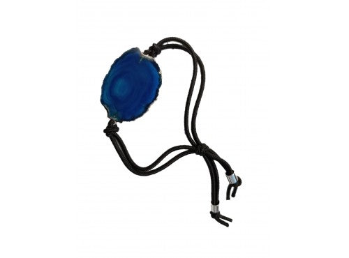 Agate Slice Bracelet Silver Edge - Blue