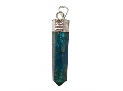 Pencil Pendant Silver Plated Cap - Apatite