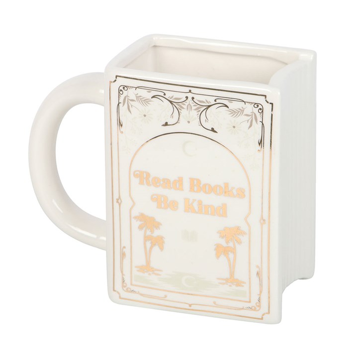 Mug - Book Shaped White "Read Books Be Kind"