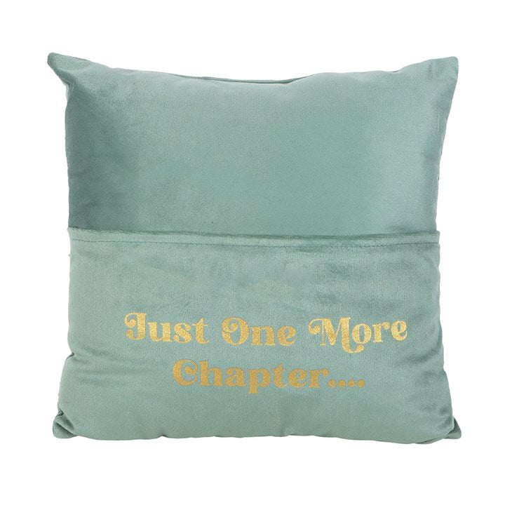Cushion w/Book Pocket - "Just One More Chapter"