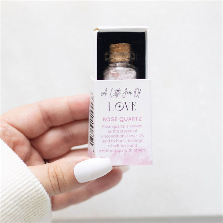Jar of Love Crystals In A Matchbox - Rose Quartz