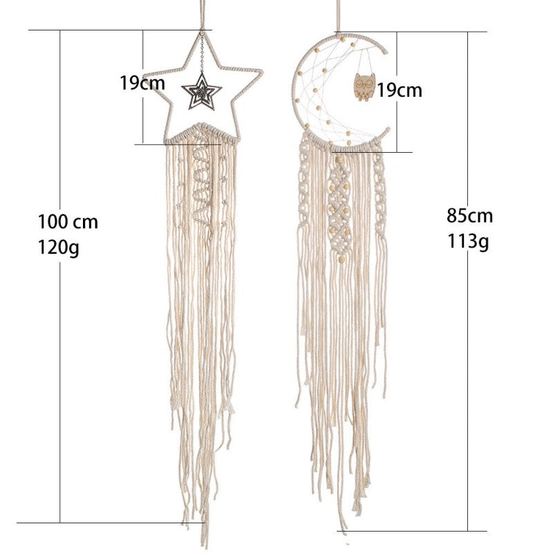 Tapestry - Moon & Owl Dream Catcher Hand Woven (100cm)