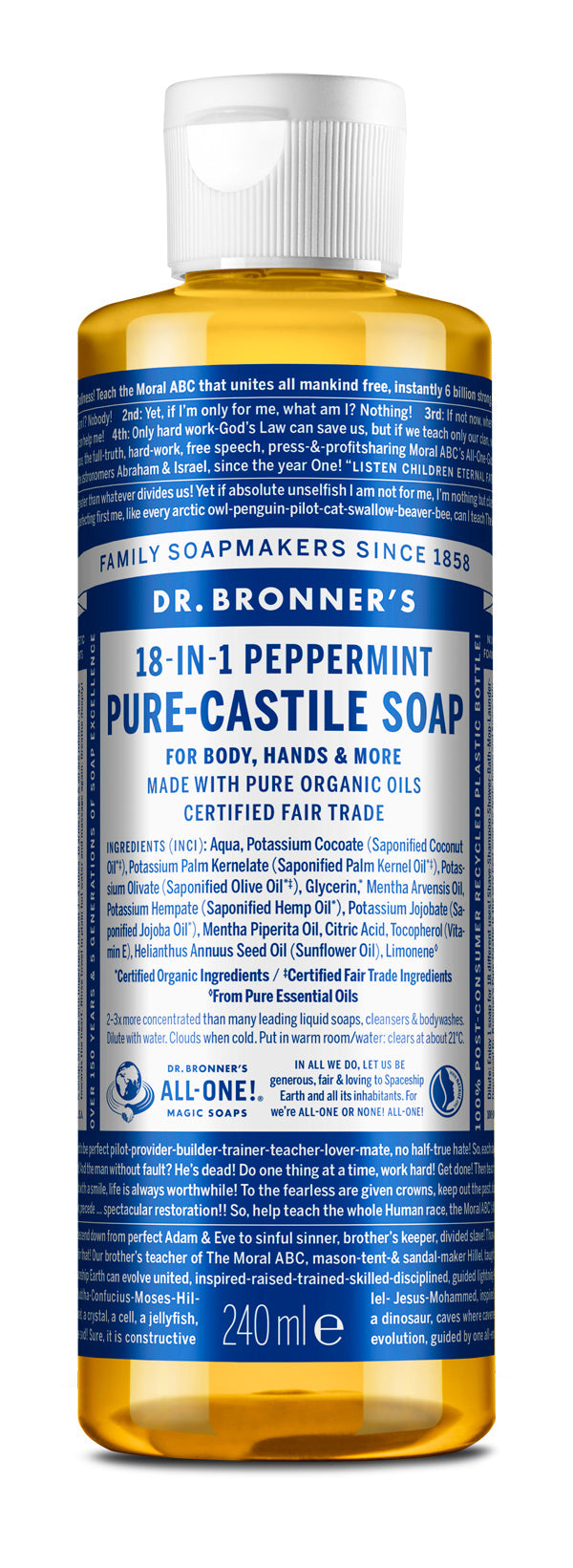 Dr. Bronner Organic Peppermint Castile Liquid Soap (237ml)