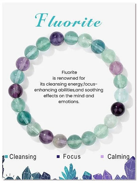 Bracelet - Fluorite 8mm Ball (55mm) with Message Card
