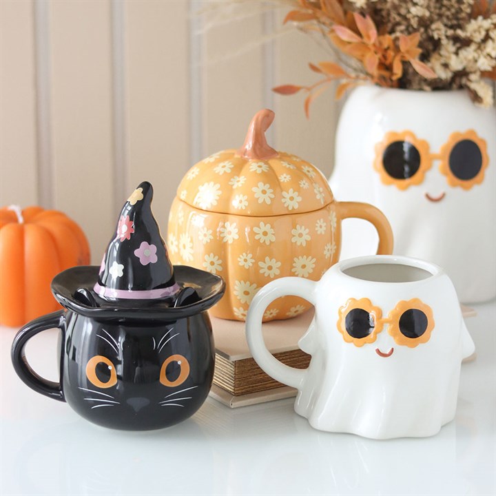 Mug (Lidded) - Groovy Witch Cat