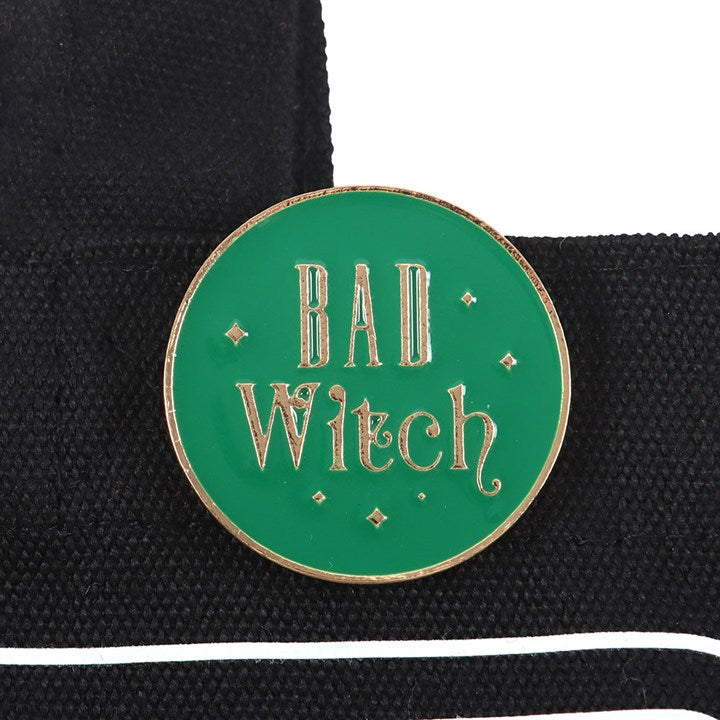 Tote Bag w/Enamel Pin - "Bad Witch Social Club" - Polycotton