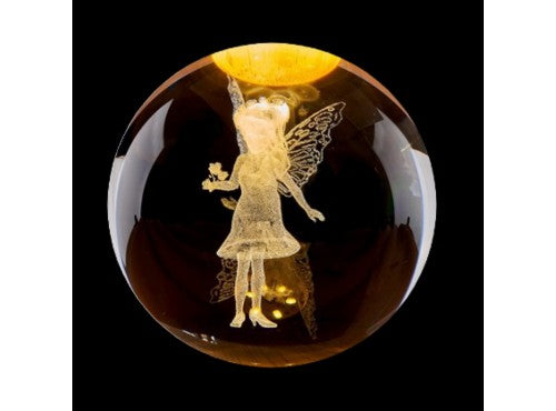 Glass Ball Sphere 60mm - Fairy 3D Laser Engraved Quartz (On a stand)