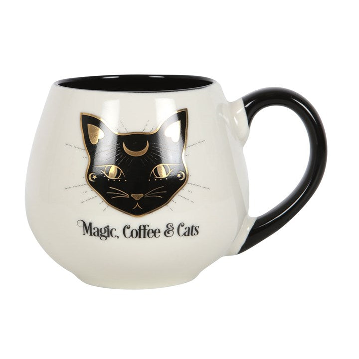 Rounded Mug Mystic Mog, Magic, Coffee & Cats