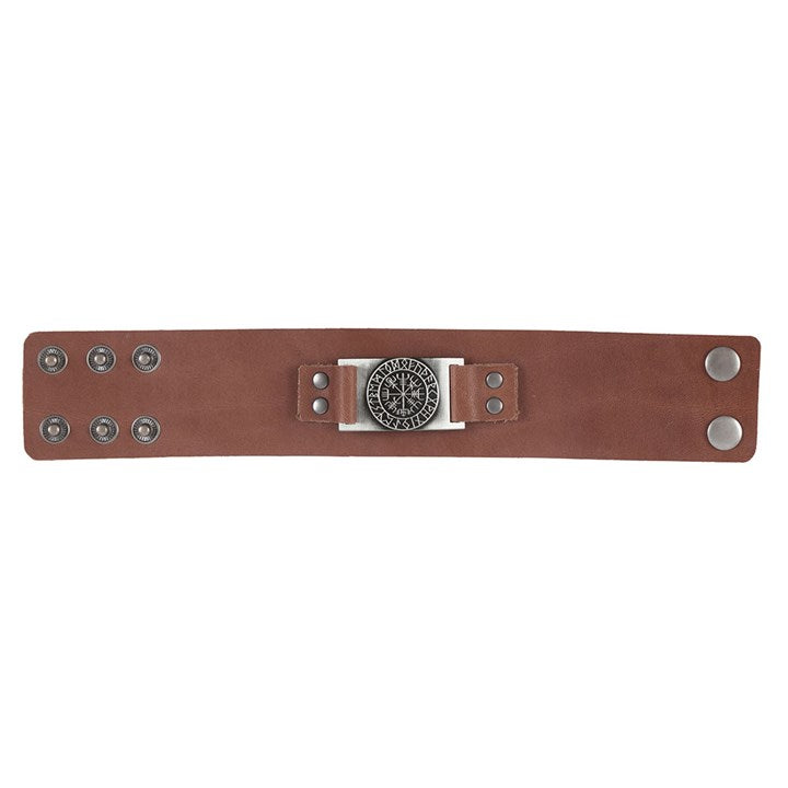Bracelet - Leather Cuff - Viking Compass