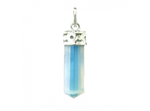 Pencil Pendant Silver Plated Cap - Opalite