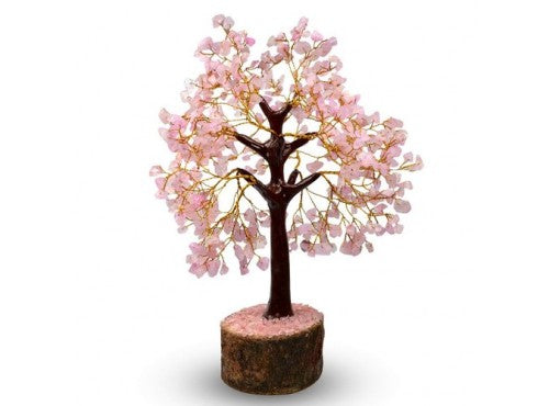 Rose Quartz Gem Tree on Wooden Base 200 Beads