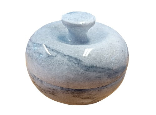 Marble Trinket Pot 4" - Sunny Grey Hand Carved