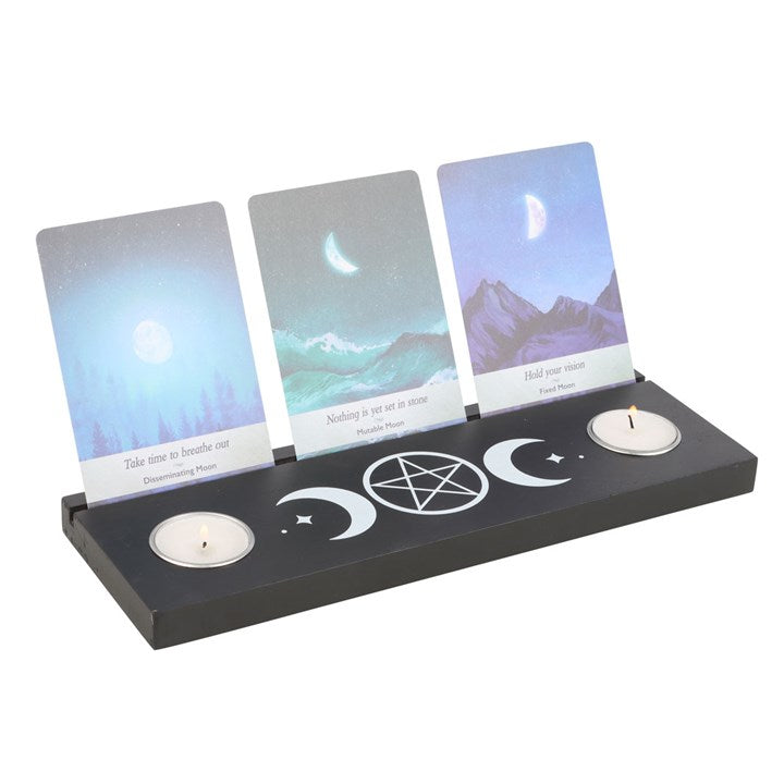 Tarot Card Stand Tealight Holder - Black Triple Moon