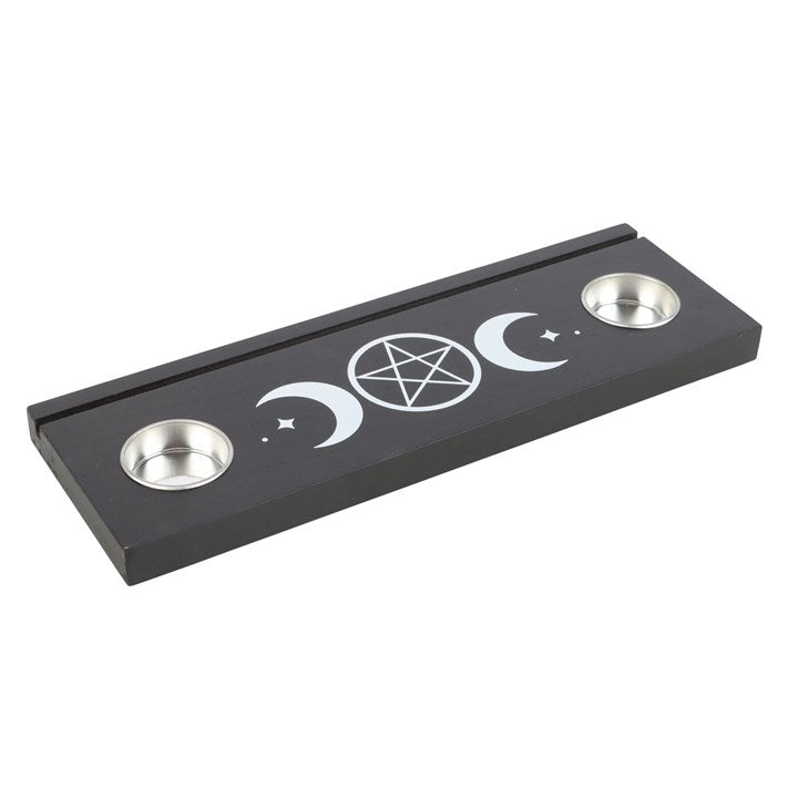 Tarot Card Stand Tealight Holder - Black Triple Moon