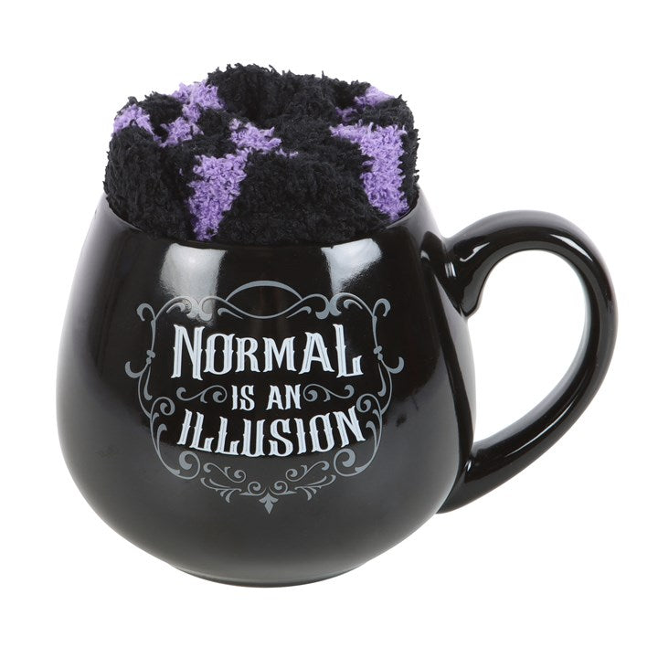 Gothic Mug & Socks Set - "Normal Is An Illusion"