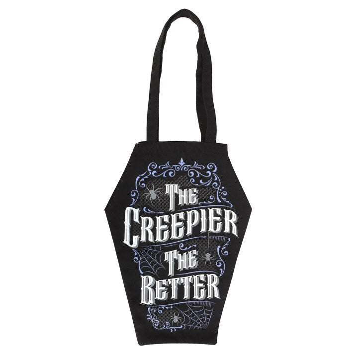 Tote Bag Coffin Shaped - "The Creepier The Better" - Polycotton