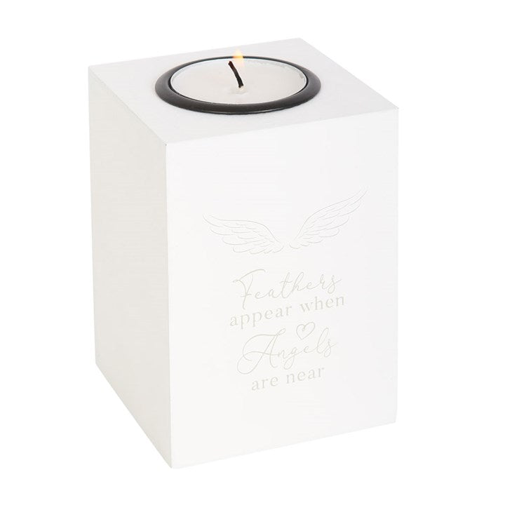 Tealight Holder - "Feathers Appear When Angel Are Near"