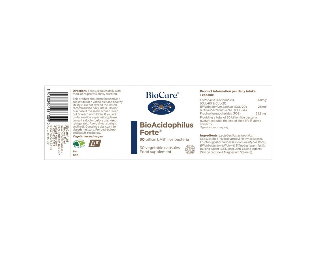 BioCare Bio-Acidophilus Forte (30 billion) 30 caps