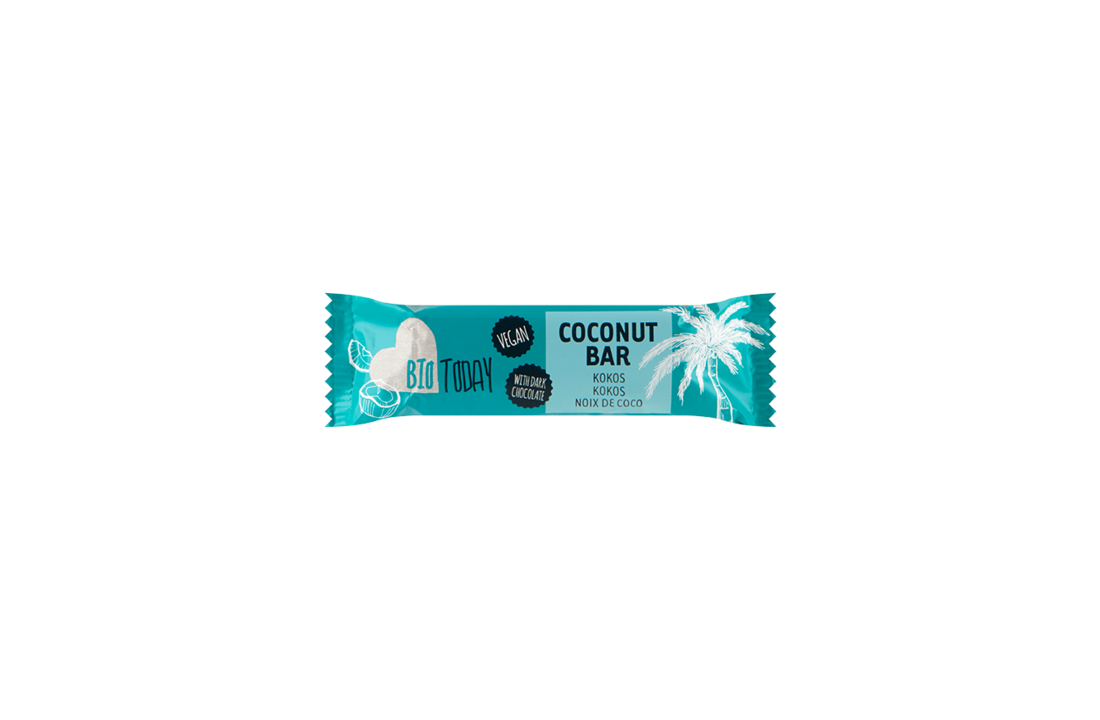 Bio Today Organic Vegan Gluten Free Chocolate Coated Coconut Bar 40g
