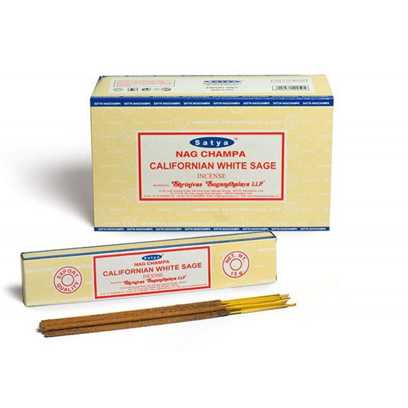 Incense Sticks Satya - Nag Champa Californian White Sage - 16g (approx 15 Sticks)