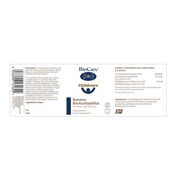 BioCare Childrens Banana Bio-Acidophilus Powder 60g