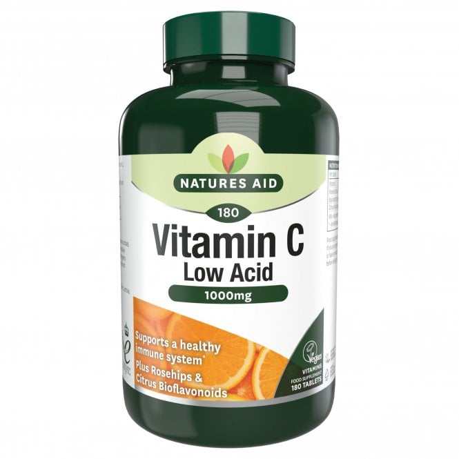 Natures Aid Vitamin C (1000mg) Low Acid 90 Tabs w/Rosehip & Citrus Bioflavonoids