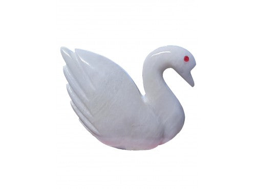 Himalayan White Hand Carved Marble Swan 5"