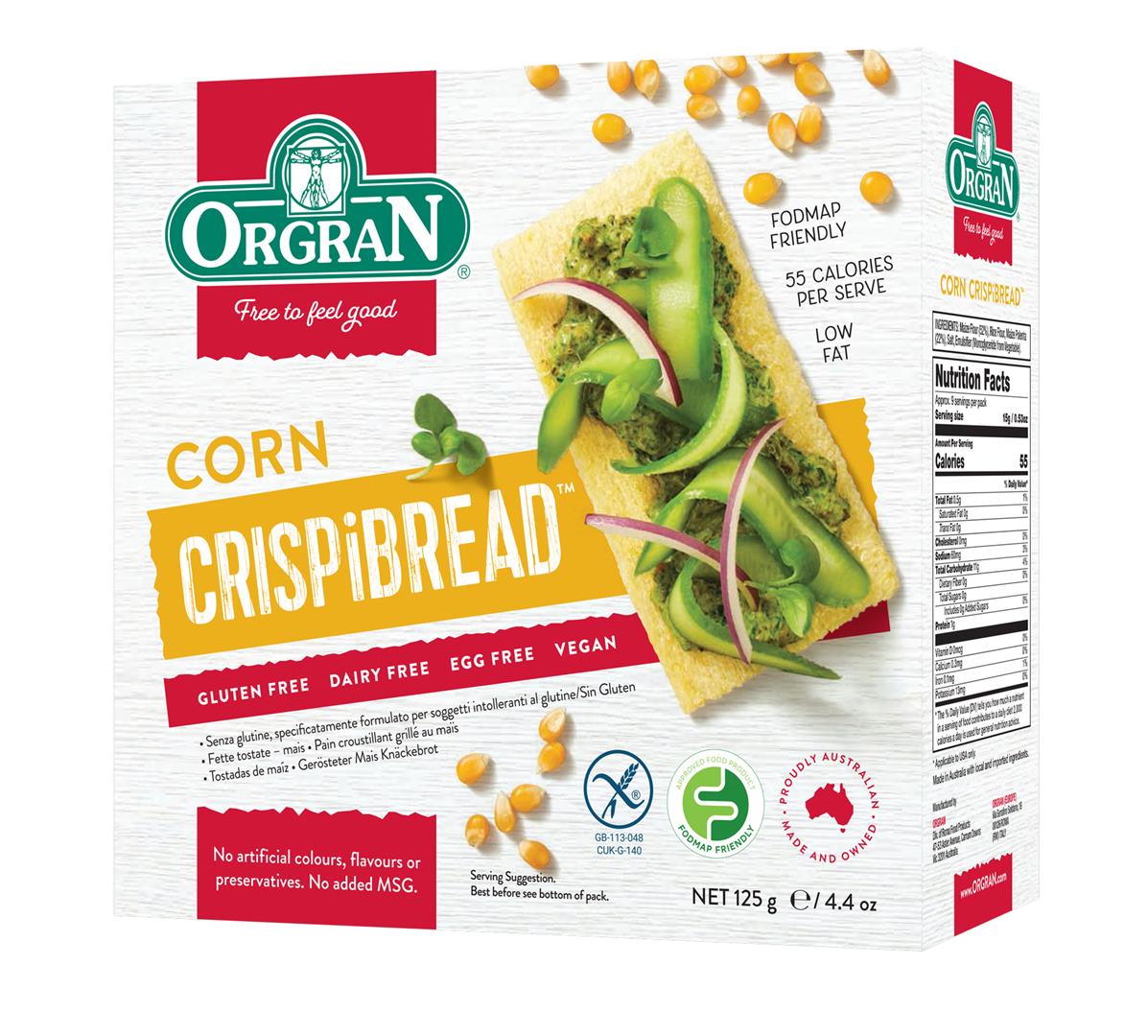 Orgran Toasted Corn Crispibread 125g