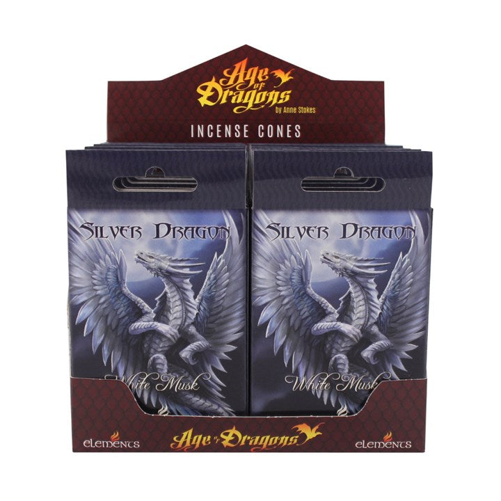 Incense Cones - Silver Dragon by Anne Stokes