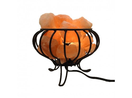 Salt Lamp Basket with Chunks 6in