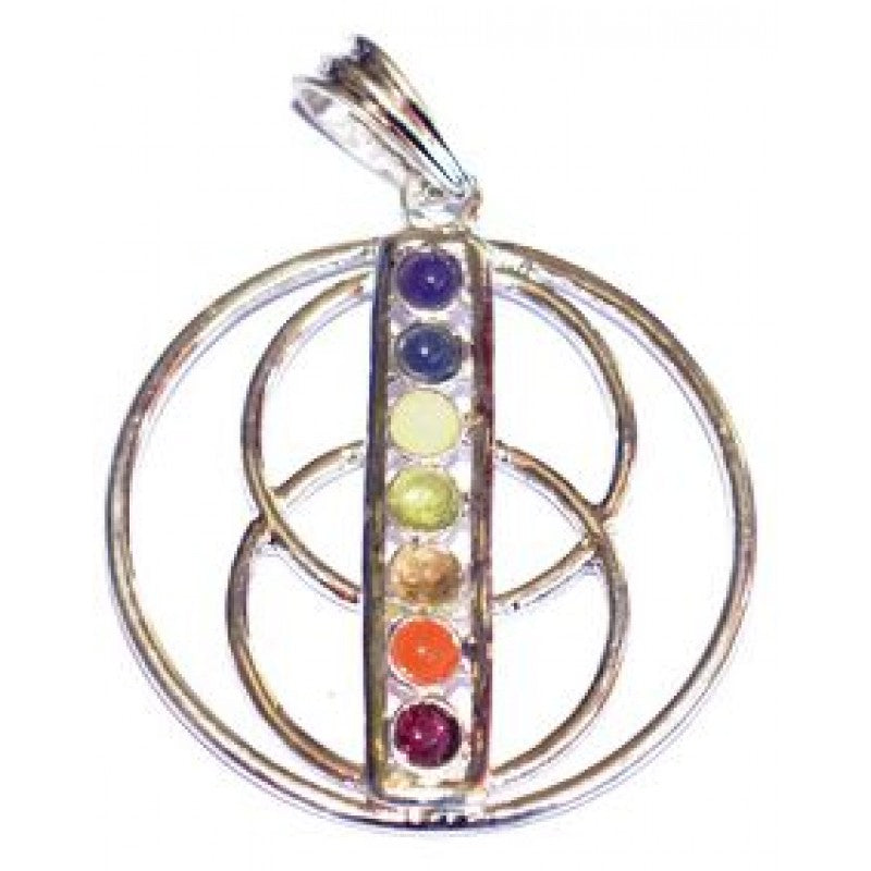 Chakra Wheel of Life Silver Plated Pendant