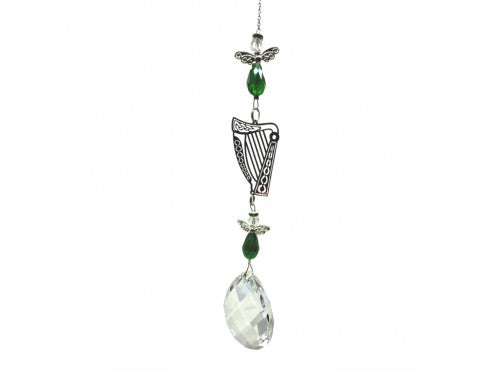 Feng Shui Crystal - Pear w/ Harp & 2 Angels 50mm