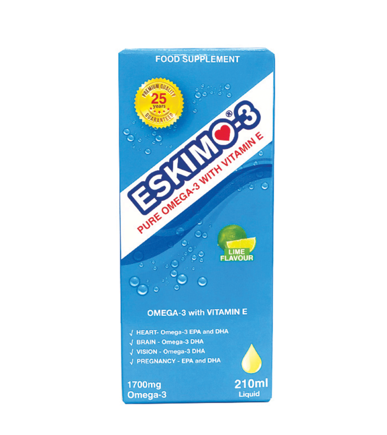 Eskimo Pure Omega 3 Liquid w/Vitamin E (Lime Flavour) 210ml