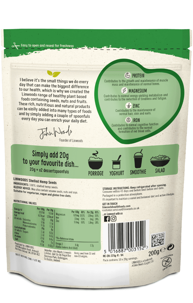 Linwoods Organic Shelled Hemp Seed 200g