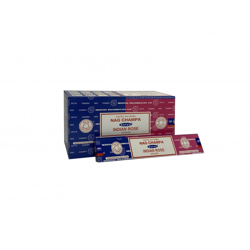 Incense Sticks Satya - Sai Baba Nag Champa Indian Rose - 16g (approx 15 Sticks)