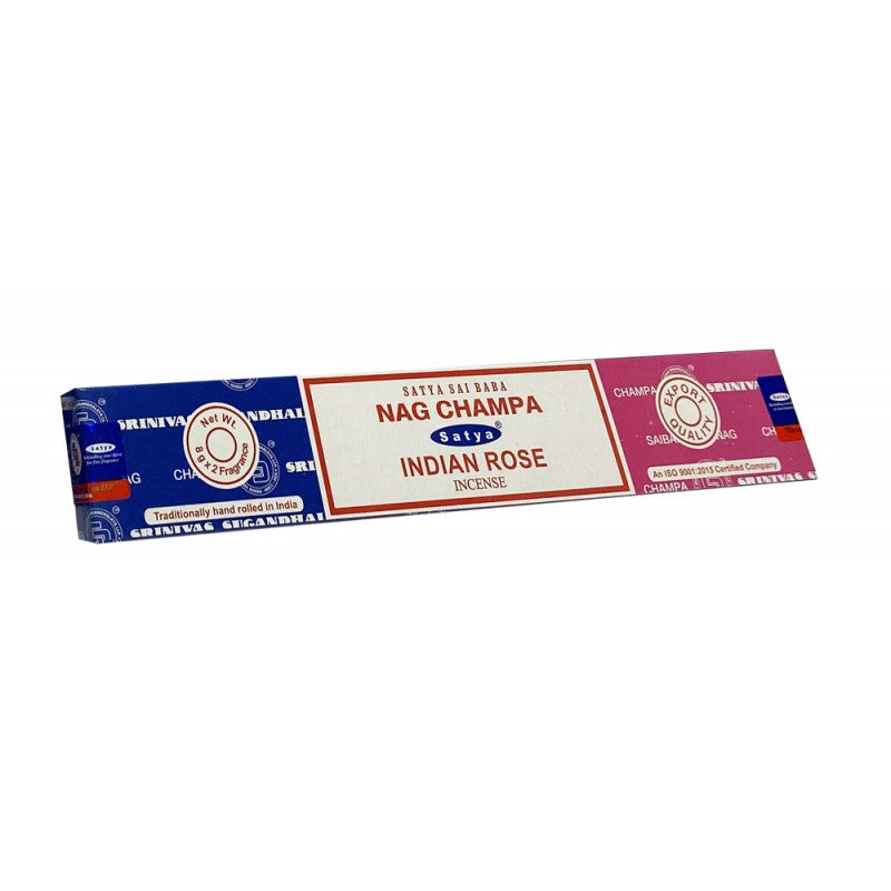 Incense Sticks Satya - Sai Baba Nag Champa Indian Rose - 16g (approx 15 Sticks)