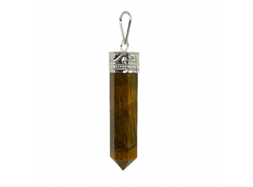 Pencil Pendant Silver Plated Cap - Tiger Eye