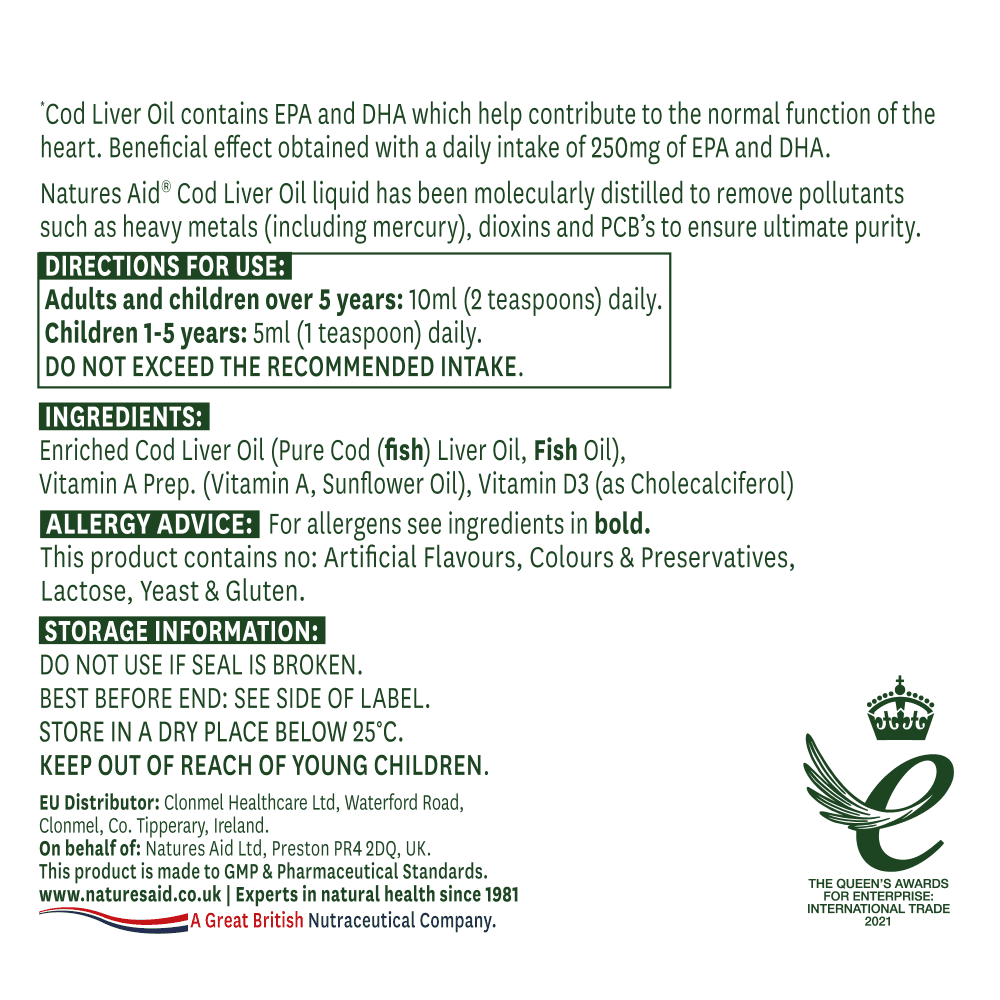 Natures Aid Cod Liver Oil Liquid 500ml