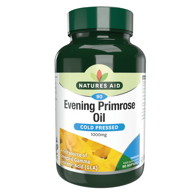 Natures Aid Cold Pressed Evening Primrose Oil 1000mg (90 Softgel Caps)