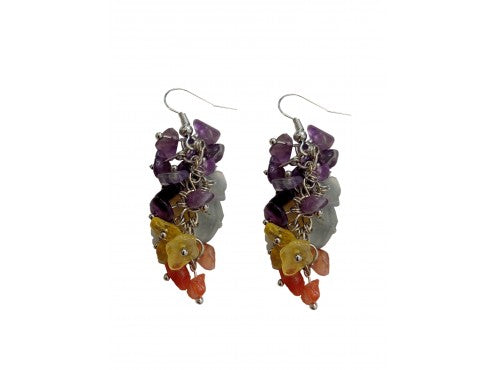 Ear Rings - Chakra Chip Cluster