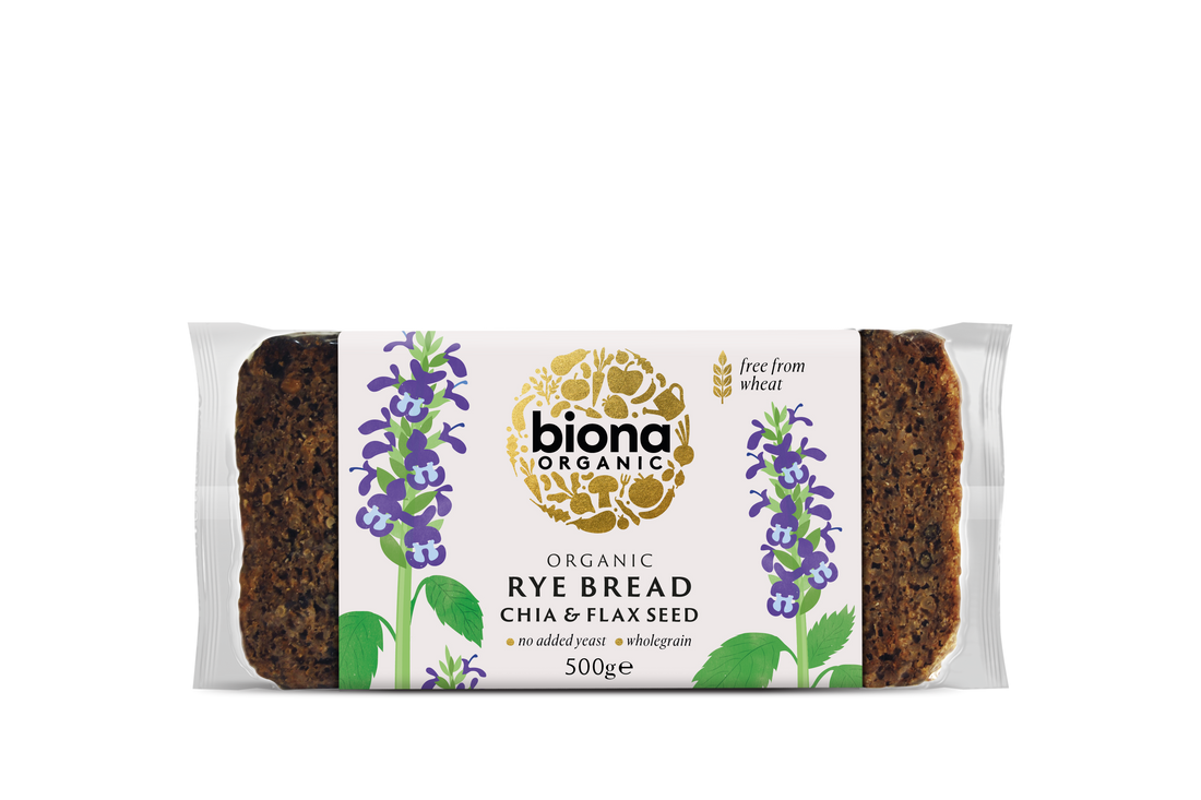 Biona Bread Organic Rye Chia & Flax 500g