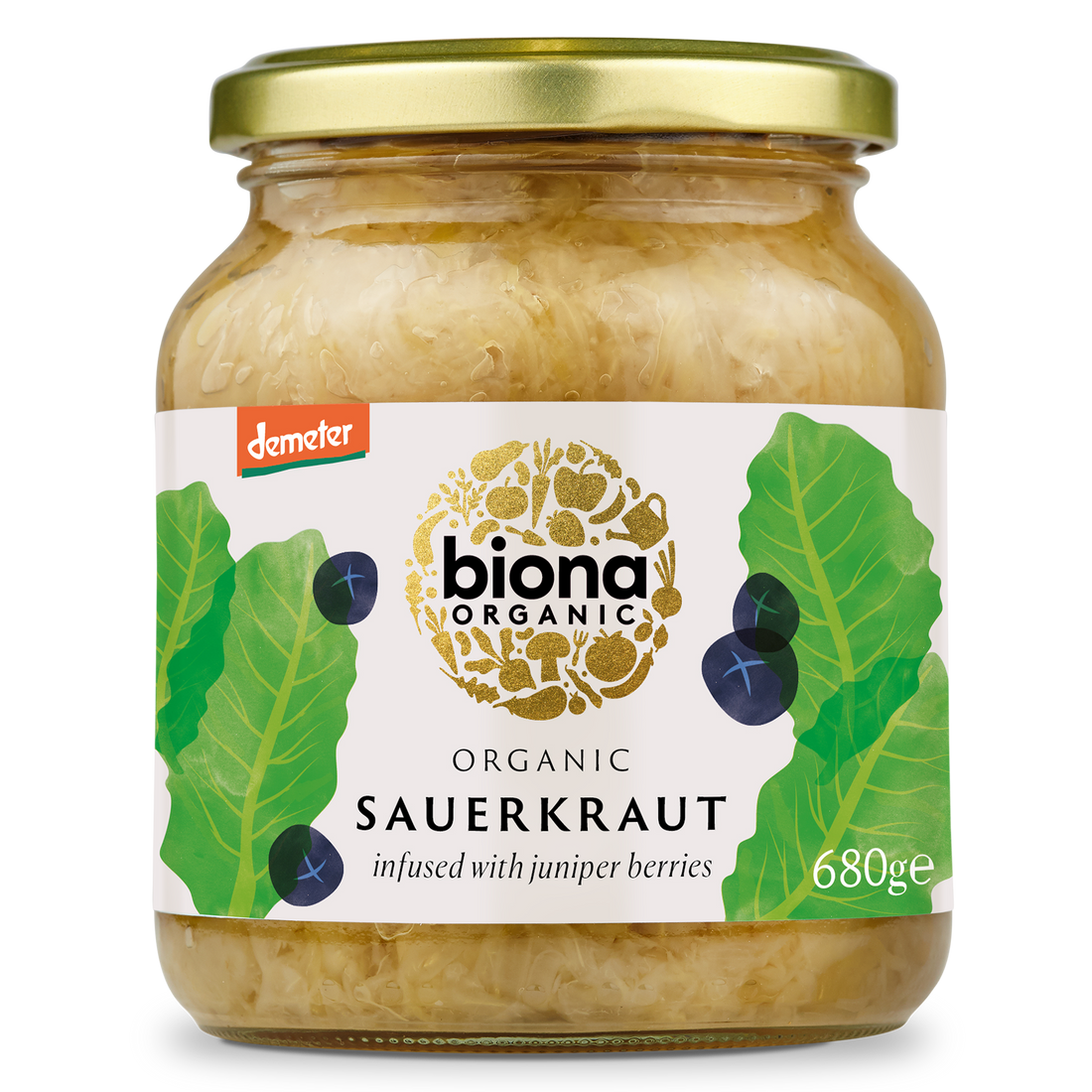 Biona Sauerkraut Infused w/Juniper Berries Jar 680g